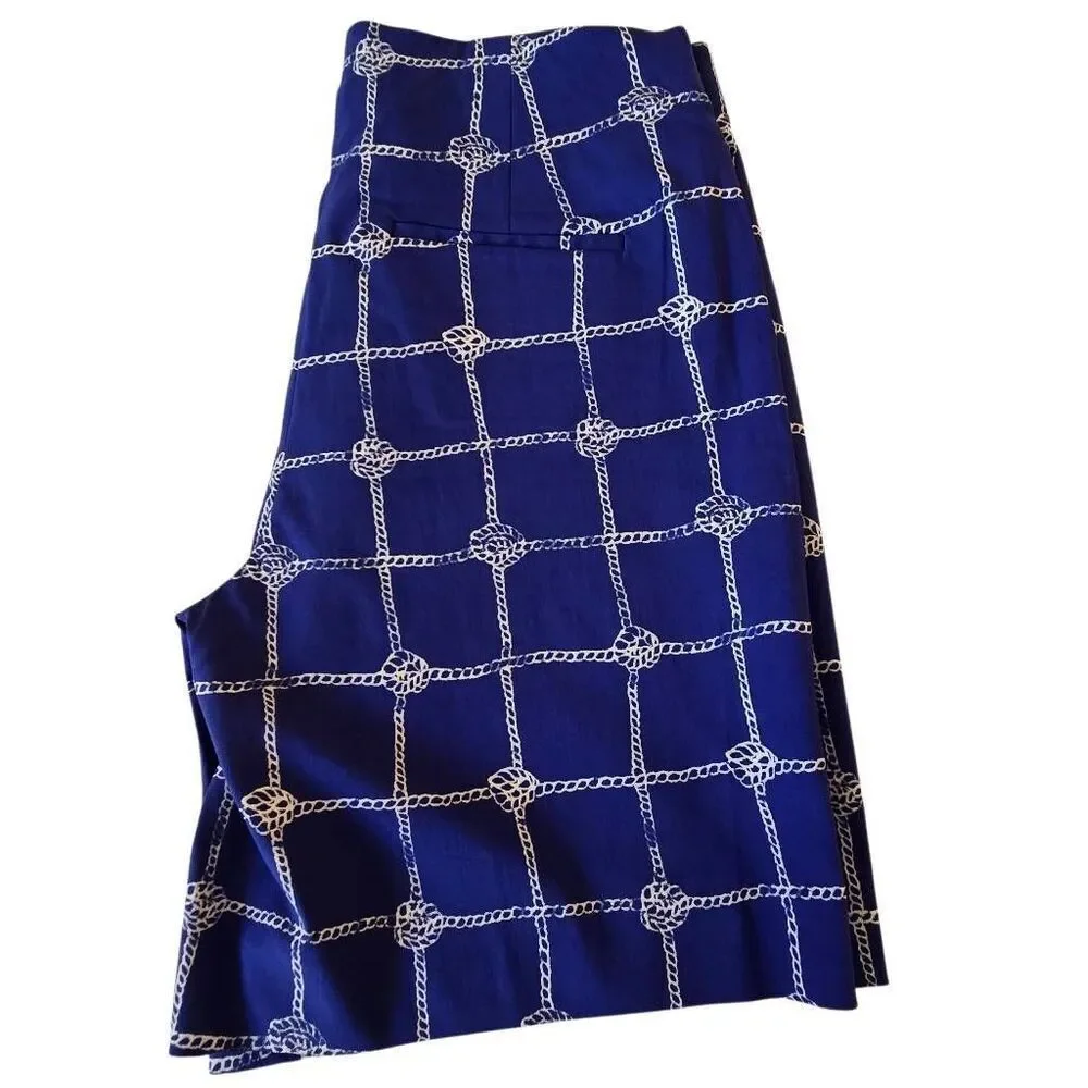 Chicos Perfect Stretch Womens Blue Nautical Rope Print Shorts Size XS